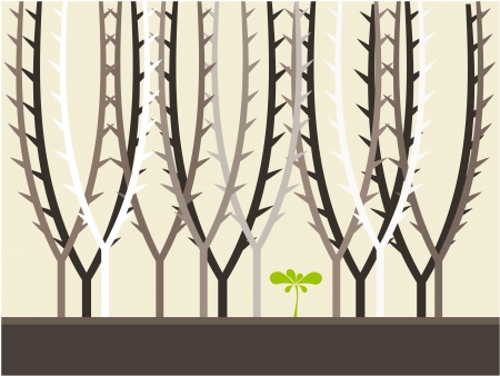 Tree in brown background in eco concept illustrationのイラスト素材