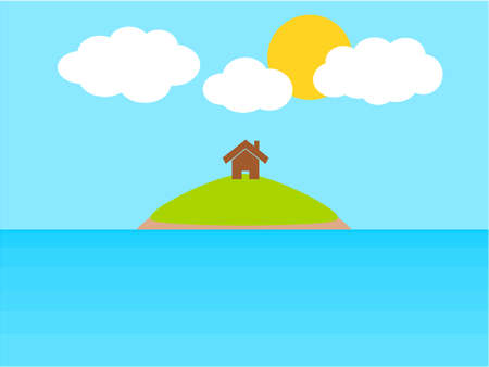 Sea island in the summer vacation concept illustratorのイラスト素材