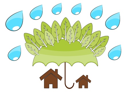 Tree protect home in the environment concept illustrattionのイラスト素材