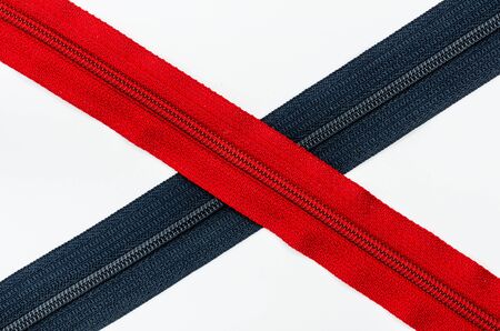 Zipper colorful red and grey in the white background
