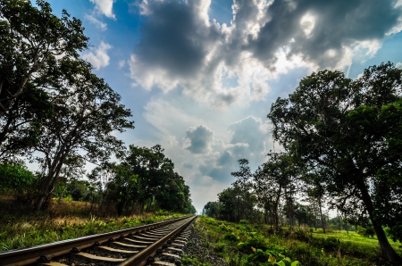 Railway in the day in the countryside in Thailandの写真素材