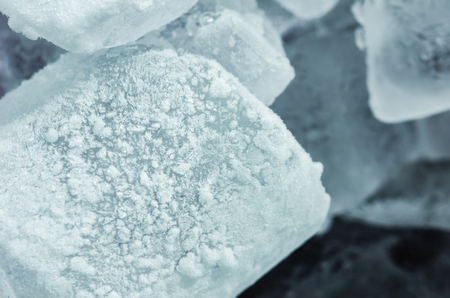 Ice cubes close up macro shot in the cold conceptの写真素材