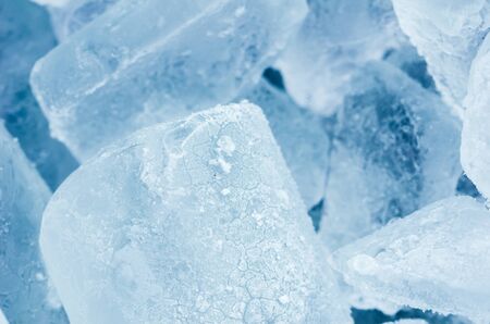 Ice cubes close up macro shot in the cold conceptの写真素材