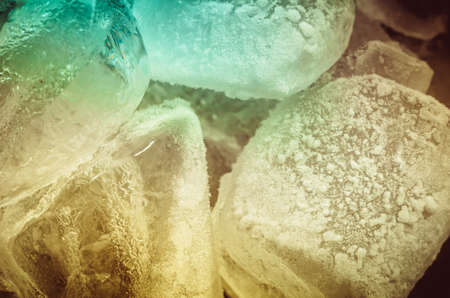 Ice cubes close up macro shot in the cold conceptの写真素材