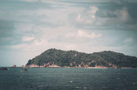 Green island and sea nature landscape in Thailand vintageの写真素材