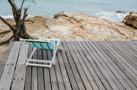 Beach colorful chair on the beach in Koh Samet Thailandの写真素材