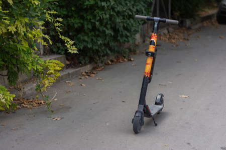 Electric scooter on the road no people eco transportの写真素材