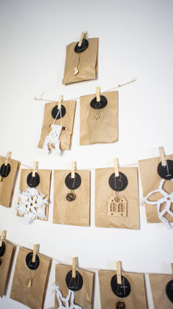 Eco friendly zero waste big advent calendar on the wallの写真素材