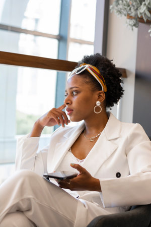 Black woman African American looks away