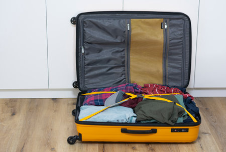 Neatly folded things on vacationの写真素材