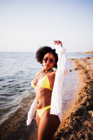 Girl in beachwear.の写真素材