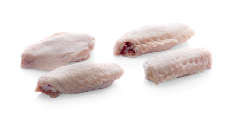 Chicken wings on white backgroundの写真素材