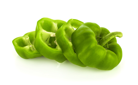 Green Pepper. Slice of green paprika isolated.の写真素材