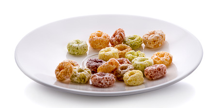 the colorful cereal rings in bowl