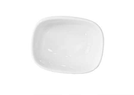 Wooden bowl isolated on white backgroundの写真素材