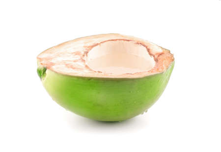 water drop green coconut isolated on white backgroundの写真素材