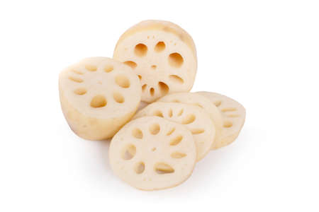 Lotus root on the white backgroundの写真素材