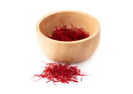 saffron threads an isolated on white backgroundの写真素材