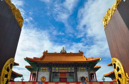 open the door of chinese temple in thailandのeditorial素材