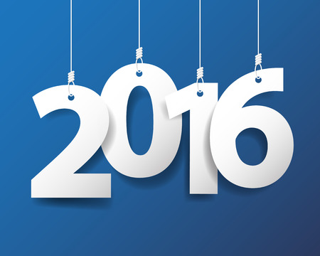 Vector Modern red simple Happy new year 2016 card with a long shadow effect .Vector/illustration.のイラスト素材