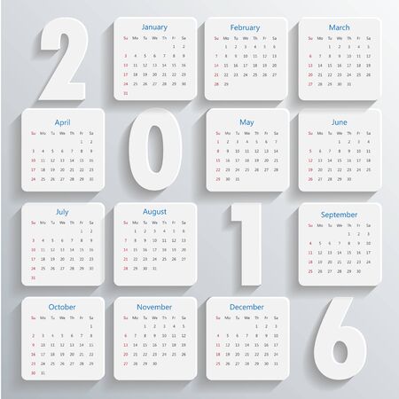 2016 Modern calendar template .Vector/illustration.のイラスト素材