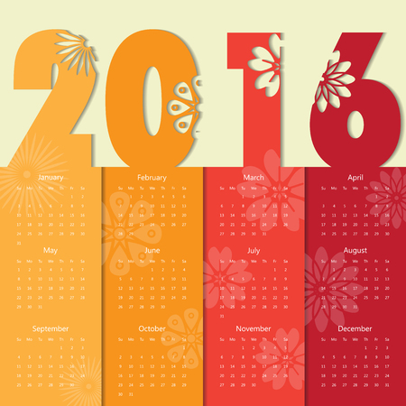 2016 Modern calendar template .Vector/illustration.のイラスト素材