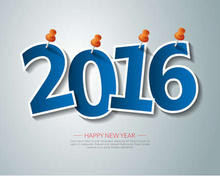 2016 Happy New Year pin board background.vector.のイラスト素材