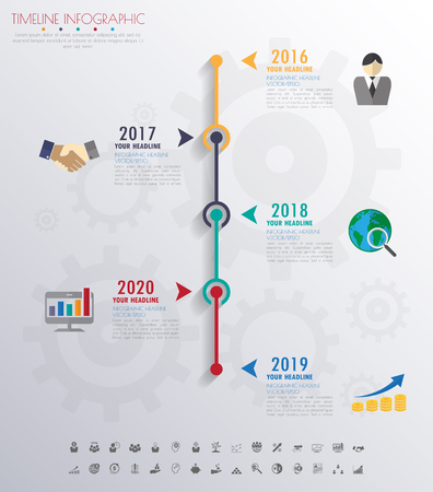timeline infographics with icons set. vector. illustration.のイラスト素材