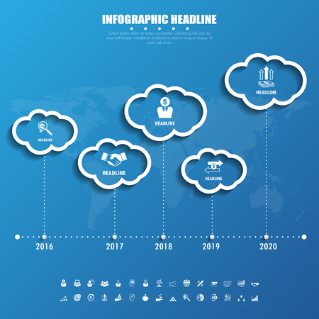 timeline infographics with icons set. vector. illustration.のイラスト素材