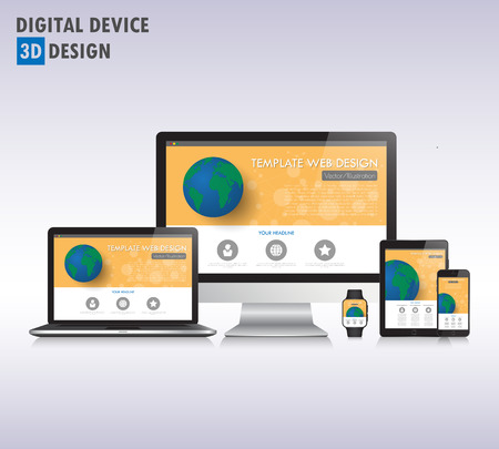 3d Modern devices mockups fpr your business projects. web templates included.のイラスト素材