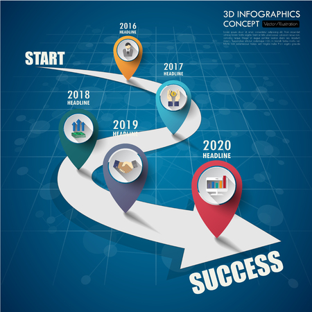business Infographic Template. Data Visualization. Can be used for workflow layout, number of options, steps, diagram, graph, presentation, chart and web design.Vector illustration.のイラスト素材