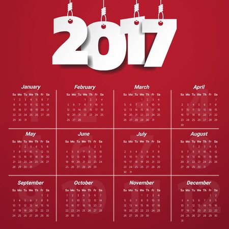2017 Modern calendar template .Vector/illustration.のイラスト素材