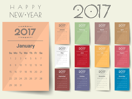 2017 Modern calendar template .illustration.のイラスト素材