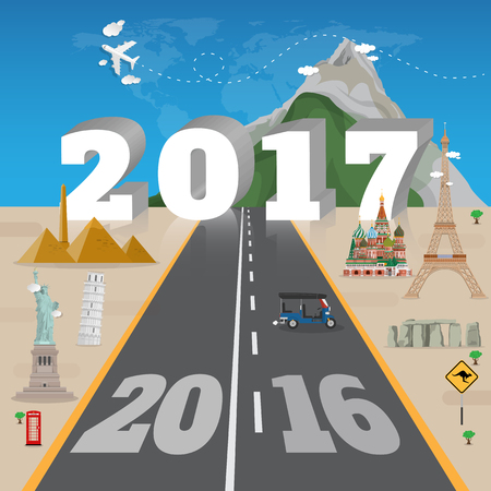 Happy new 2017 year. Greetings card. Colorful design. Vector illustrationのイラスト素材
