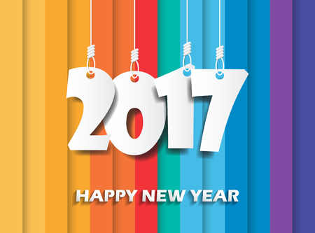 Happy new 2017 year. Greetings card. Colorful design. Vector illustrationのイラスト素材