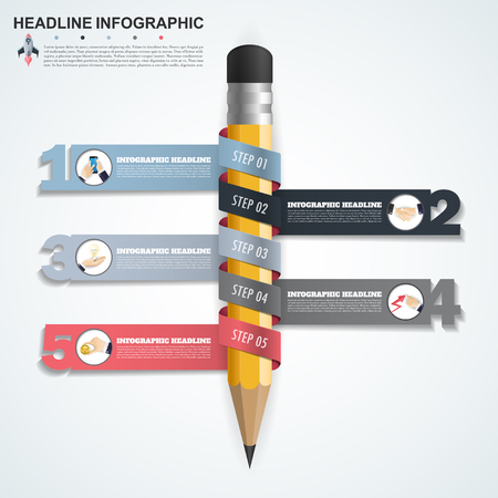 Abstract infographics number options template. Vector illustration. Can be used for workflow layout, diagram, business step options, banner, web design.のイラスト素材