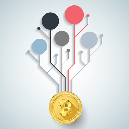 Golden bitcoin digital currency. vector illustrationのイラスト素材