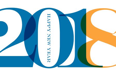 Happy new 2018 year. Greetings card. Colorful design. Vector illustrationのイラスト素材