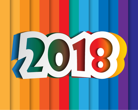 Happy new 2018 year. Greetings card. Colorful design. Vector illustration.のイラスト素材