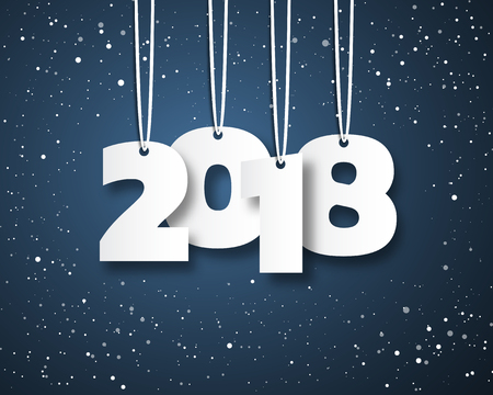 Greeting card design template with Modern Text for 2018 New Year of the Dog. Color number 2018 drawn lettering on colorful background. Vector illustration.のイラスト素材