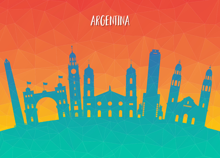 Argentina Landmark Global Travel And Journey paper background. Vector Design Template.used for your advertisement, book, banner, template, travel business or presentationのイラスト素材