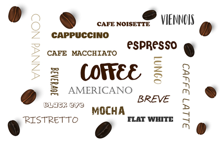 Vector background with coffee beans. 3d illustration.のイラスト素材