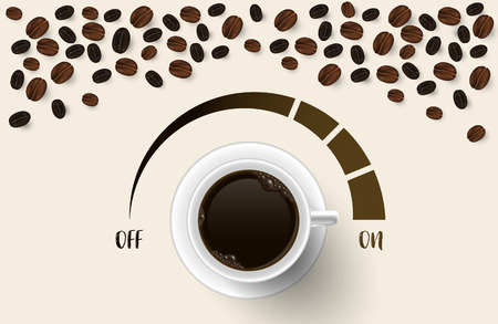 Vector background with coffee beans. 3d illustration.のイラスト素材