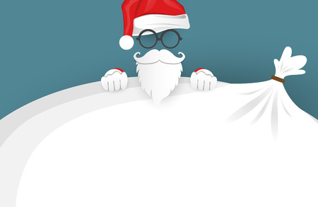 Merry Christmas and Happy New Year background. Santa Claus, Snowman and Christmas tree ,paper art and digital craft style. Vector illustration.のイラスト素材