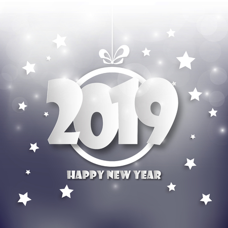 Happy new 2019 year. Greetings card. Colorful design. Vector illustration.のイラスト素材