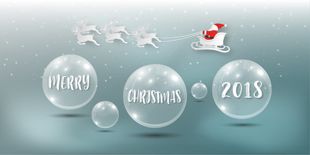 Merry Christmas and Happy New Year background. Santa Claus, Snowman and Christmas tree ,paper art and digital craft style. Vector illustration.のイラスト素材