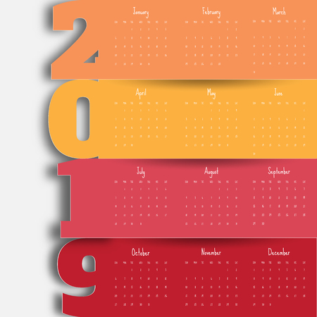 2019 Modern calendar template .Vector/illustration.のイラスト素材