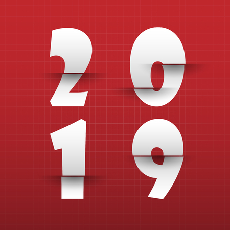 Happy new 2019 year. Greetings card. Colorful design. Vector illustration.のイラスト素材