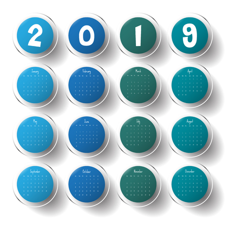 2019 Modern calendar template .Vector/illustration.のイラスト素材