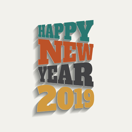 Happy new 2019 year. Greetings card. Colorful design. Vector illustration.のイラスト素材